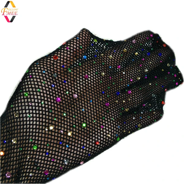 Женские ажурные блестящие сетчатые колготки со стразами