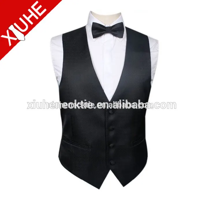 2019 Classic style unique black waiter waistcoat