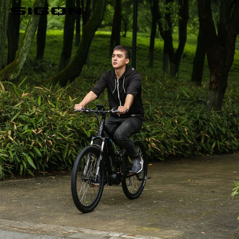
SIBON B0510172 250w aluminium alloy frame built-in brushless motor suspension fork disc brake 8 speed electric bicycle e bike 