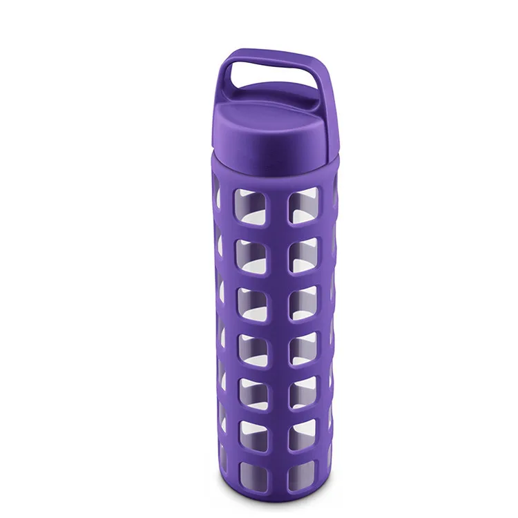 Sports Glass Water Bottle Insulated Sleeve Stainless Steel Lid Time Marked Standard Mouth Liter Container for Drinking
