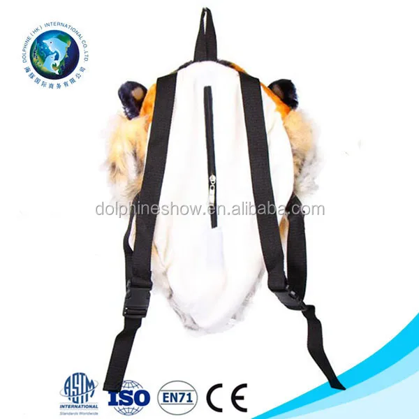 Custom Tiger Head Backpack Cheap Plush Manufacture Teenager Animal Bag Stuffed School Backpack