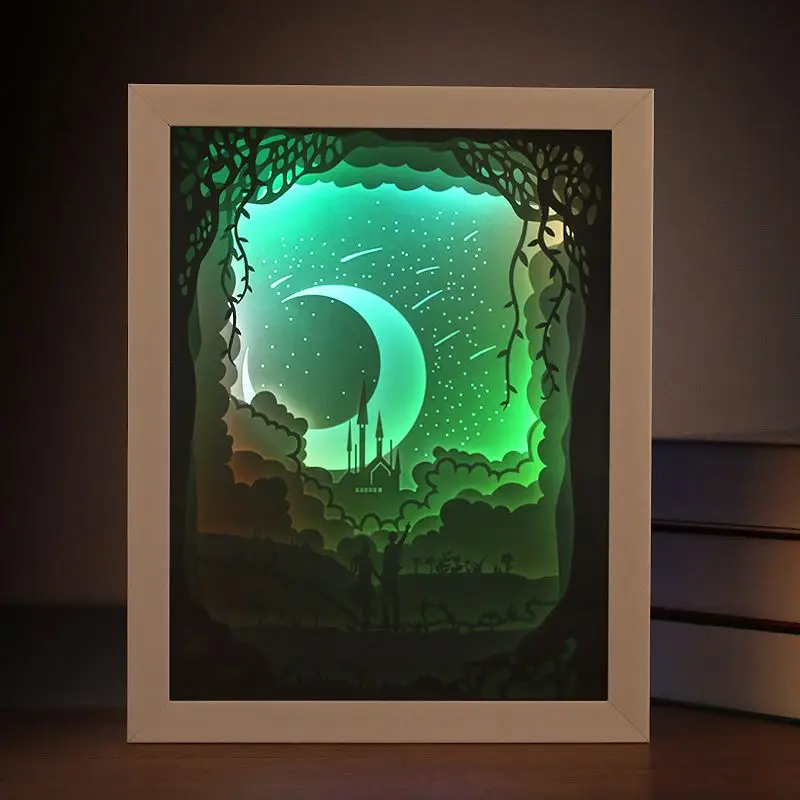 3D Battery operated paper carving lamp led indoor light decoration lights