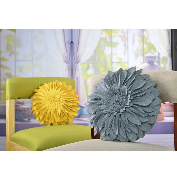 Unique and Stylish cushion covers decorative, Handmade 3D Sunflowers Cotton Wool cushion covers decorative