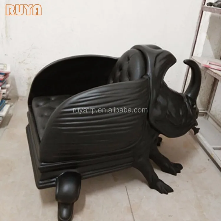 Fibreglass artist chairs designer creative animal furniture leather beatle chair for luxury hotel reception rest