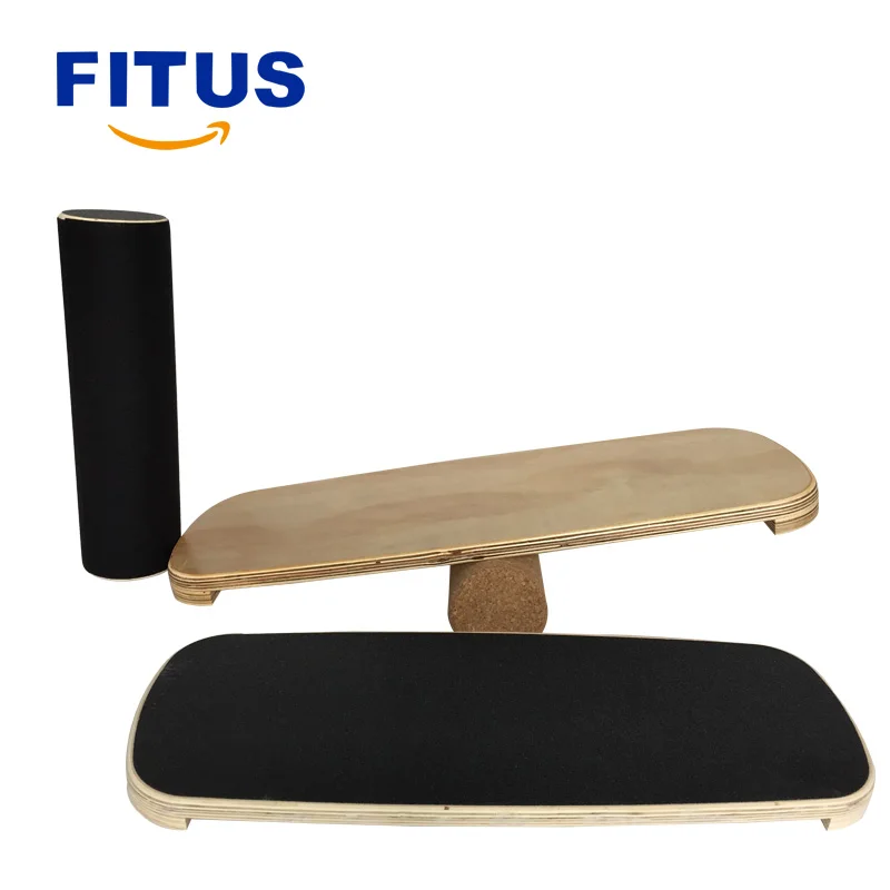
FITUS Wooden Balance Board Premium Balance Trainer with Roller for Surf SUP Wakesurf Wakeskate Ski 