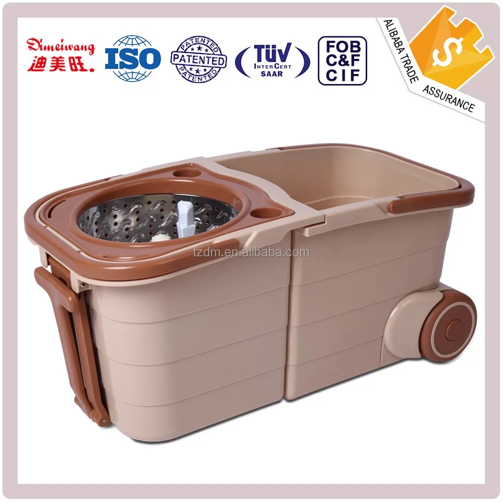 foldable 360 double cleaning mop bucket with wheels