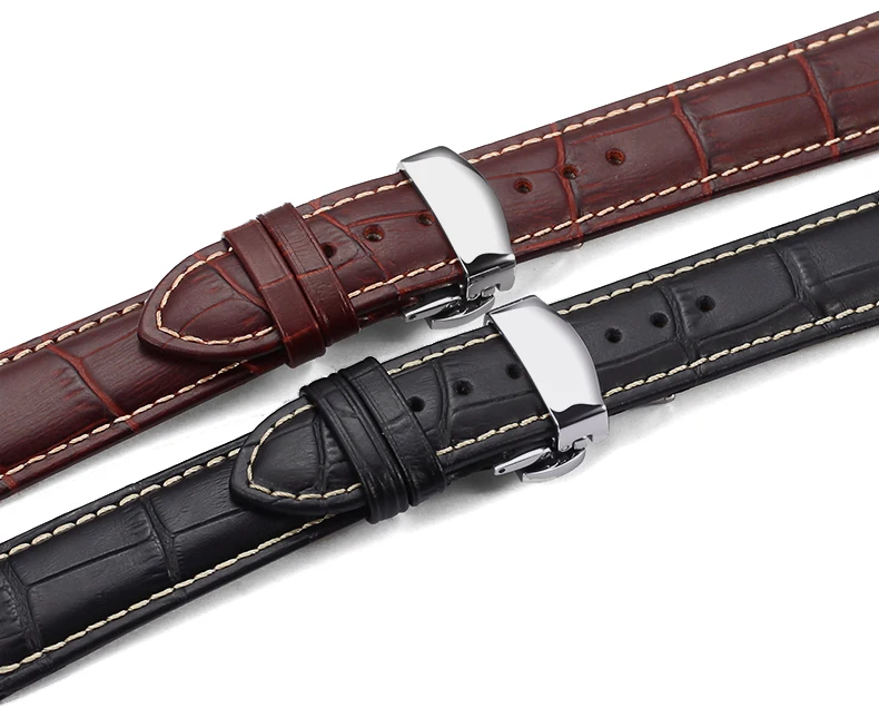 moq low genuine leather western watch band strap with buckle