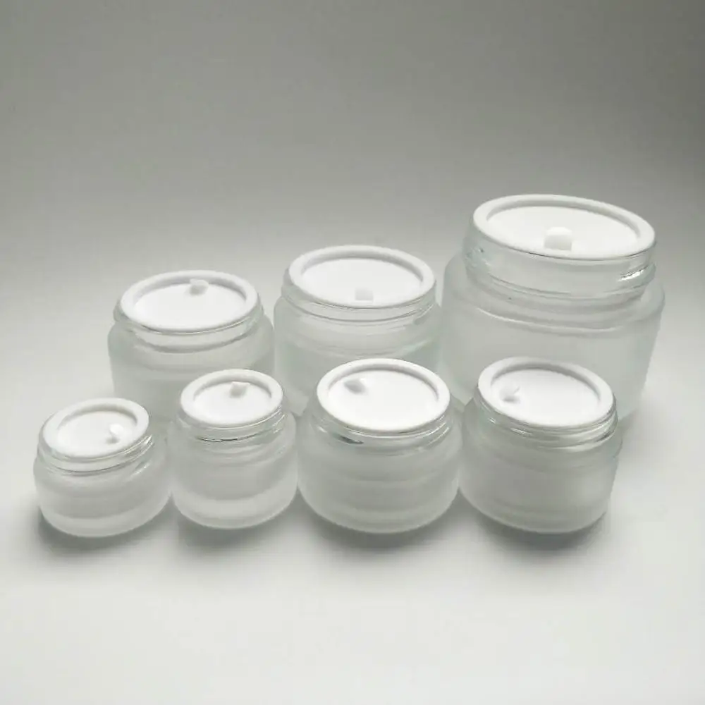 
5g to 100g transparent glass skin care treatment empty cream jar cosmetic frosted glass cosmetic jar 