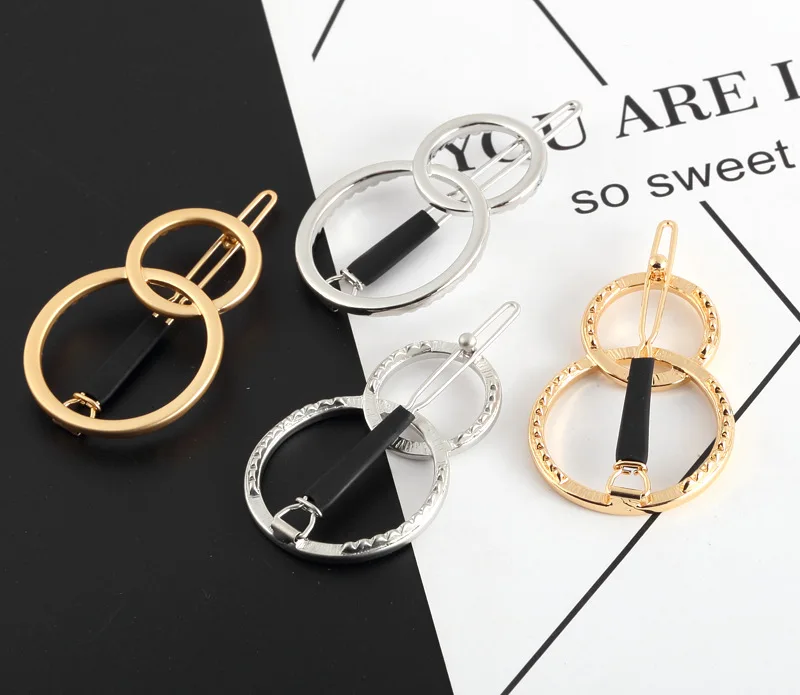 
Fashion Women Circle Round Hair Clip Plated Metal Hair pin For Girls 