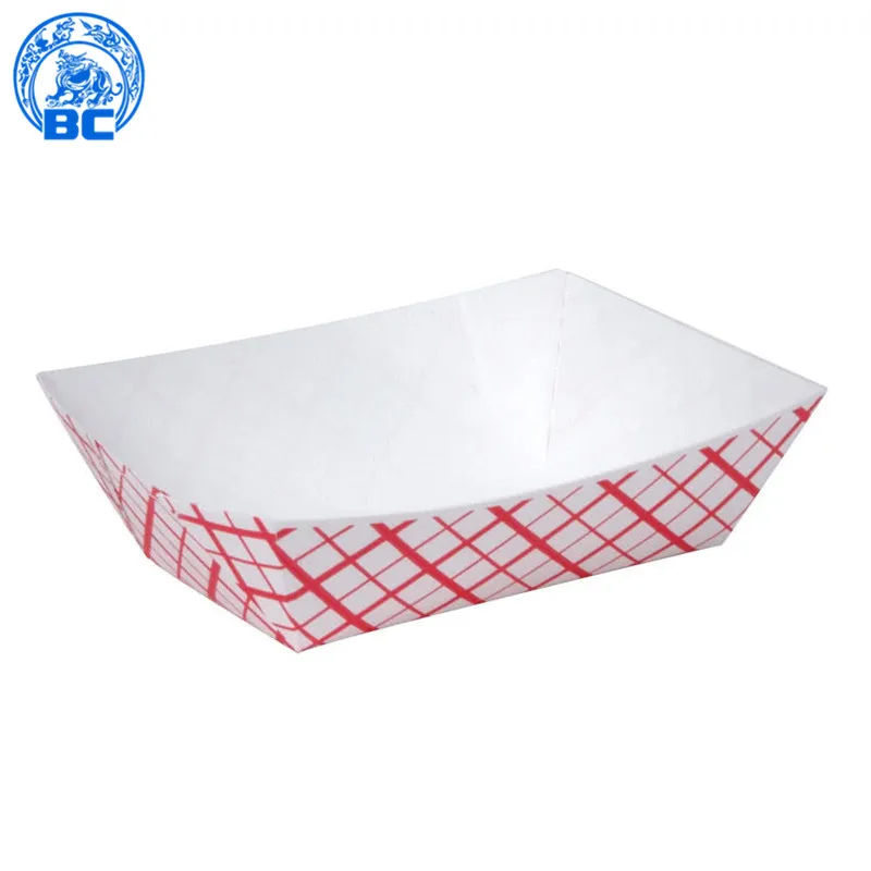 
wholesale Custom logo printed No folding boat shape grilled chicken pieces wrapped in paper boxes for hot dog 