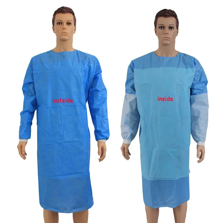 Manufacturer AAMI Level 3 Healthcare Workers SMS Waterproof Surgical Gown Knit Cuff / Elastic Cuff Anti-blood Medical Gown