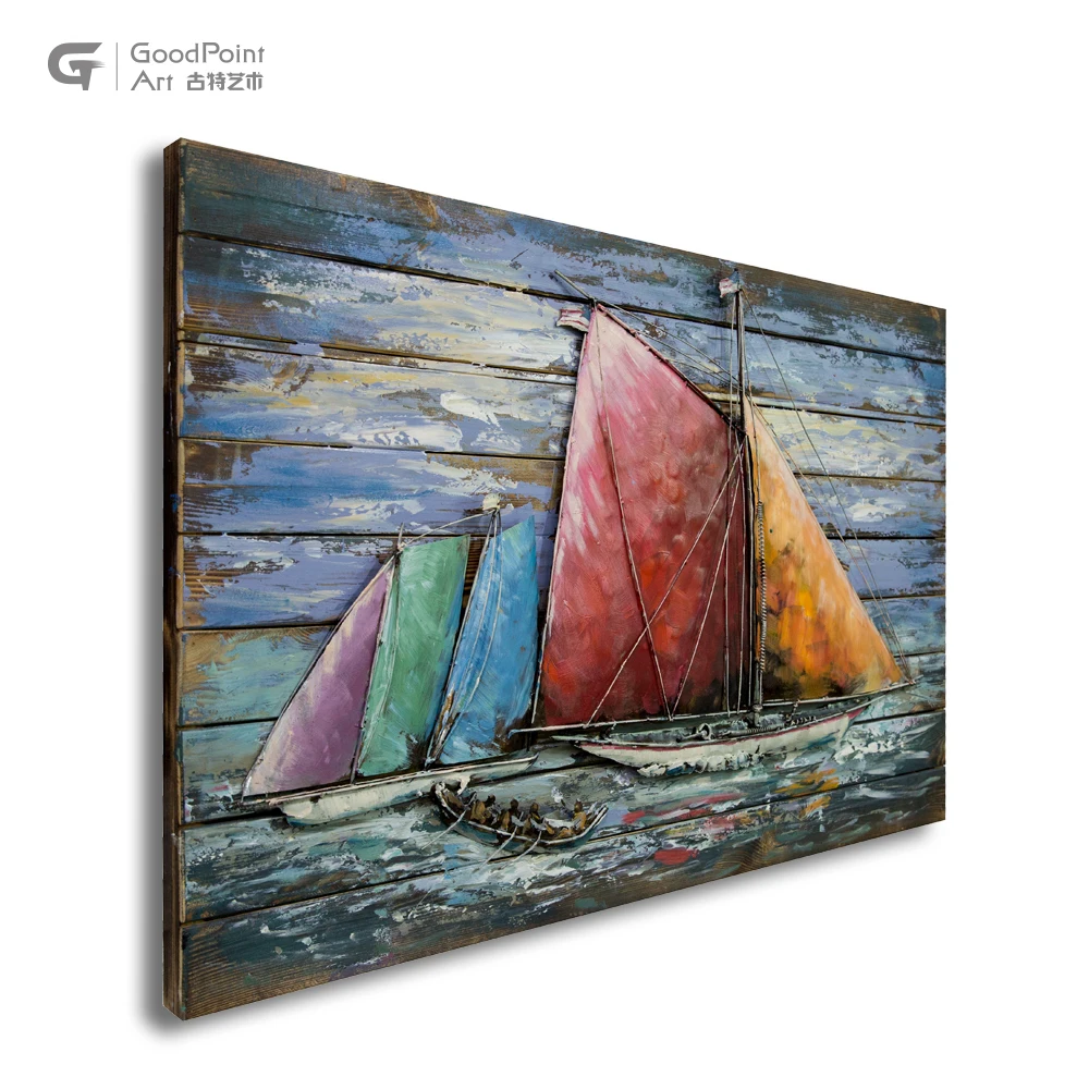 
Bulk buy china import oil painting 3d metal design painting new wholesale nautical decor wall art 