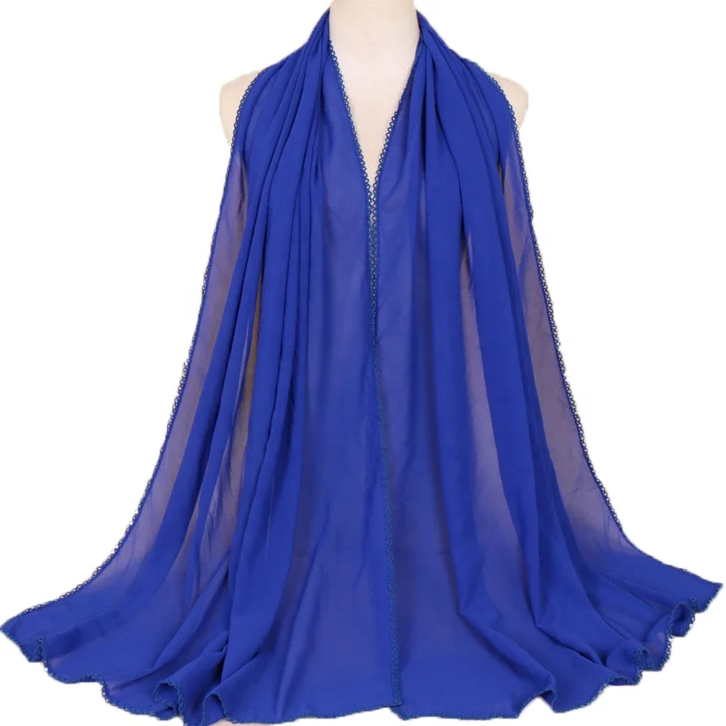 Wholesale Islamic Shemagh Solid Color High Quality Plain Chiffon Muslim Hijab Scarf Shawl Pashmina For Lady