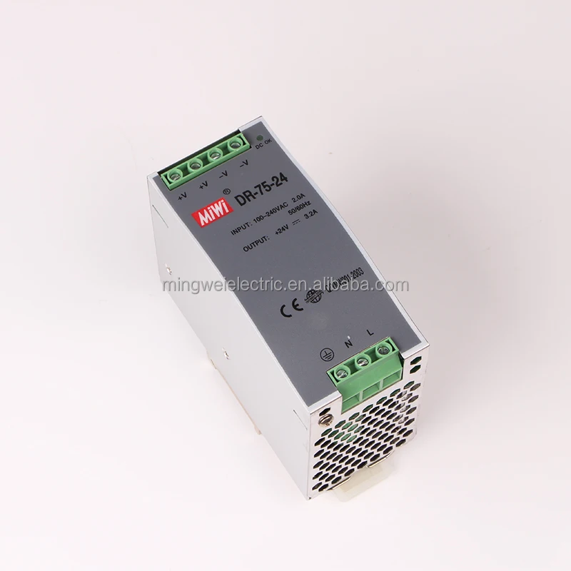 OEM DR-75-24 24V 3.2a 75W industrial din rail power supply, 24 volt dc power supply