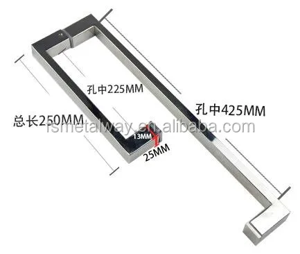  Квадратные стеклянные дверные ручки для душа из нержавеющей стали с хромированной отделкой