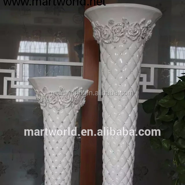 tall floor vase  rose style fibter glass vase  table  centerpiece  vase  hotel party event wedding decoration (VS-15)