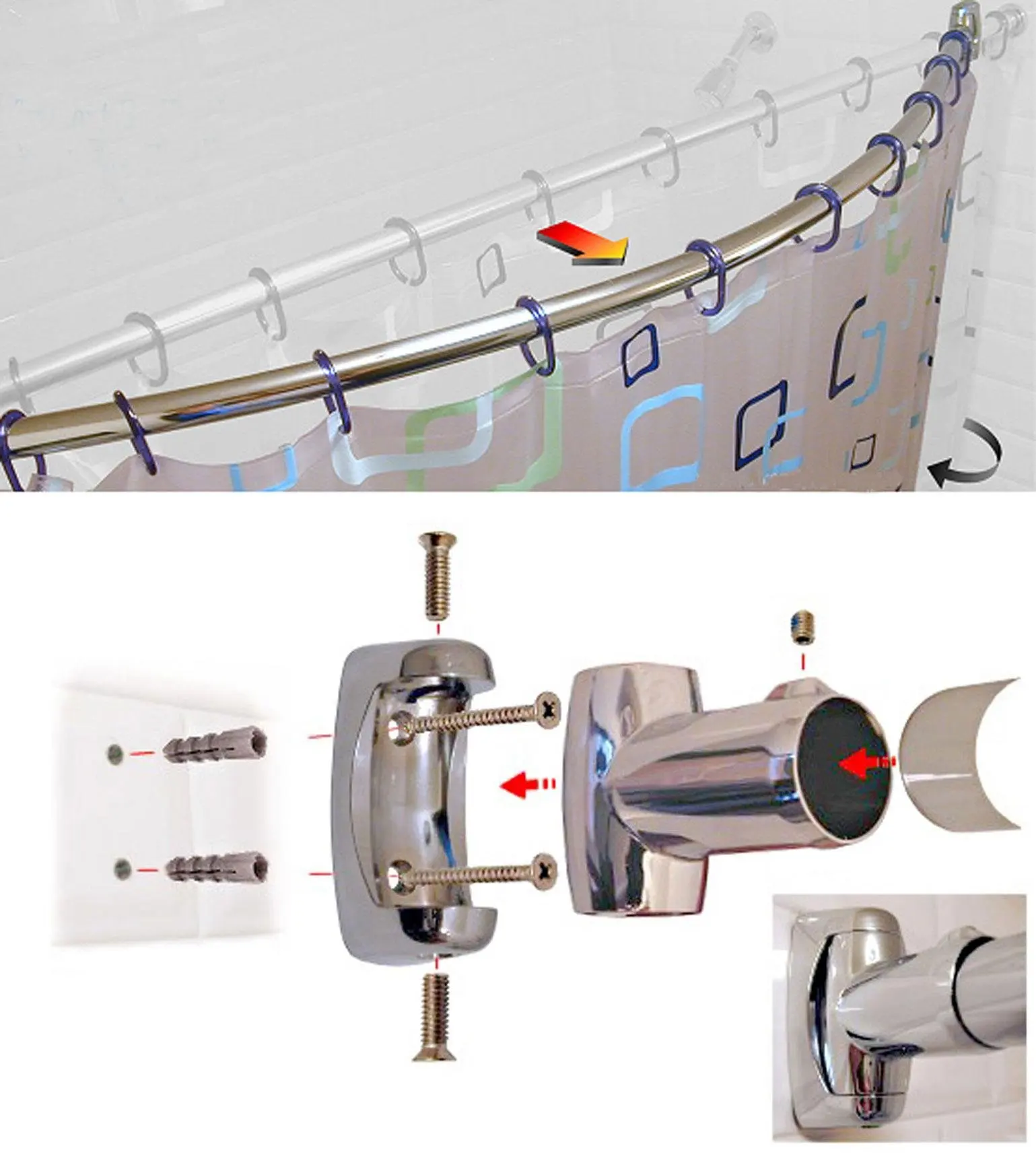 crescent shower curtain rod