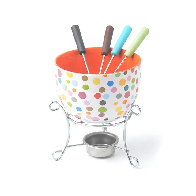 Chinese supplier wholesale rotatable cheese fondue set portable fondue set chocolate