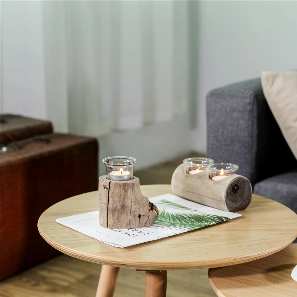 Simple Design Home Store Decoration Gift Wooden Candle Holder stand Candlestick