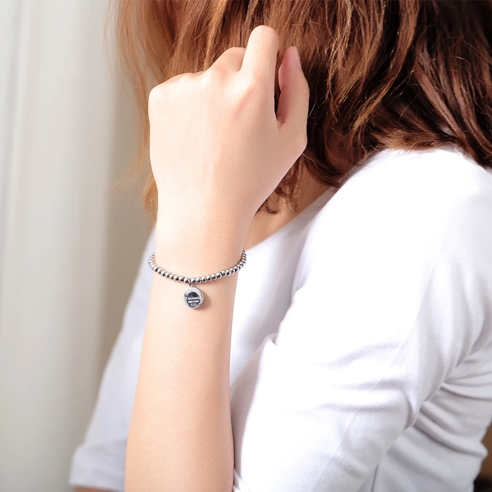 Fantastic New York 520 gold jewelry stainless steel beads bracelet with heart charms