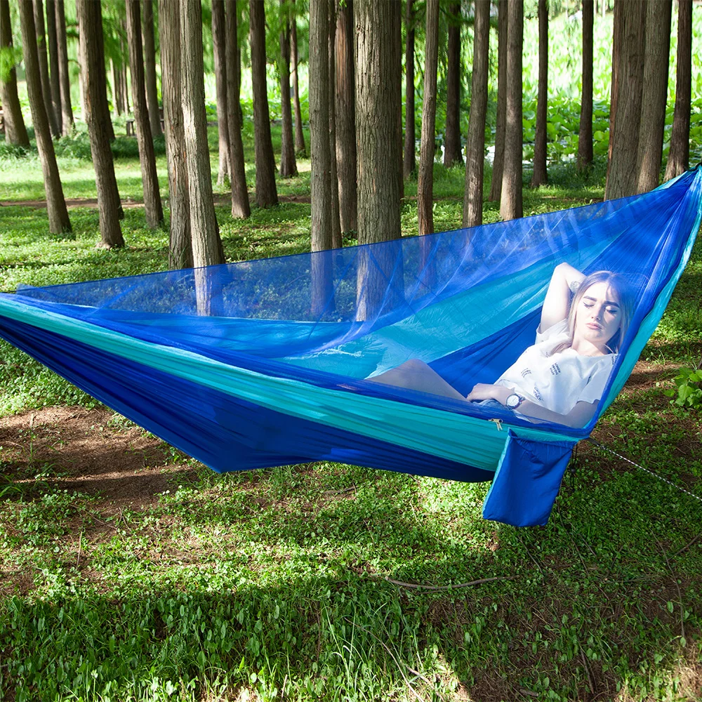 Msee Wholesale Outdoor anti gravity knit hammock with canopy