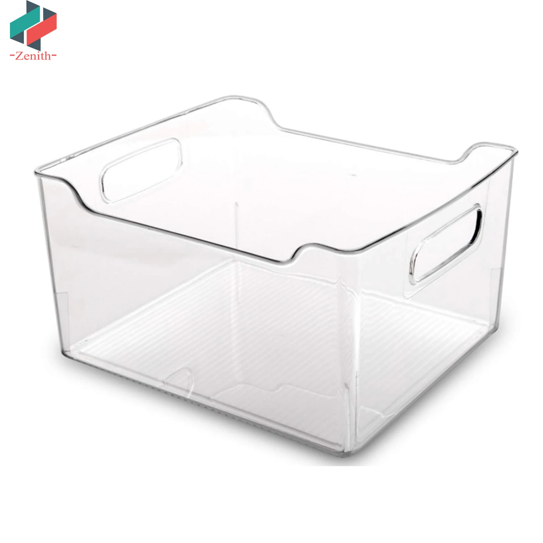 ZNF00030 Clear Transparent Plastic Refrigerator Freezer Pantry and Cabinet Wide Nesting Food Storage Organizer Bin for Kitchen