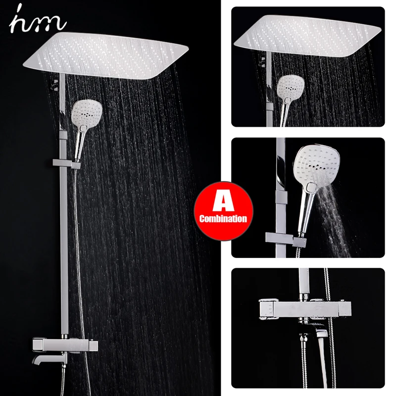 Bathroom Thermostatic Multi-Function Air Injection Shower Head Shower Set