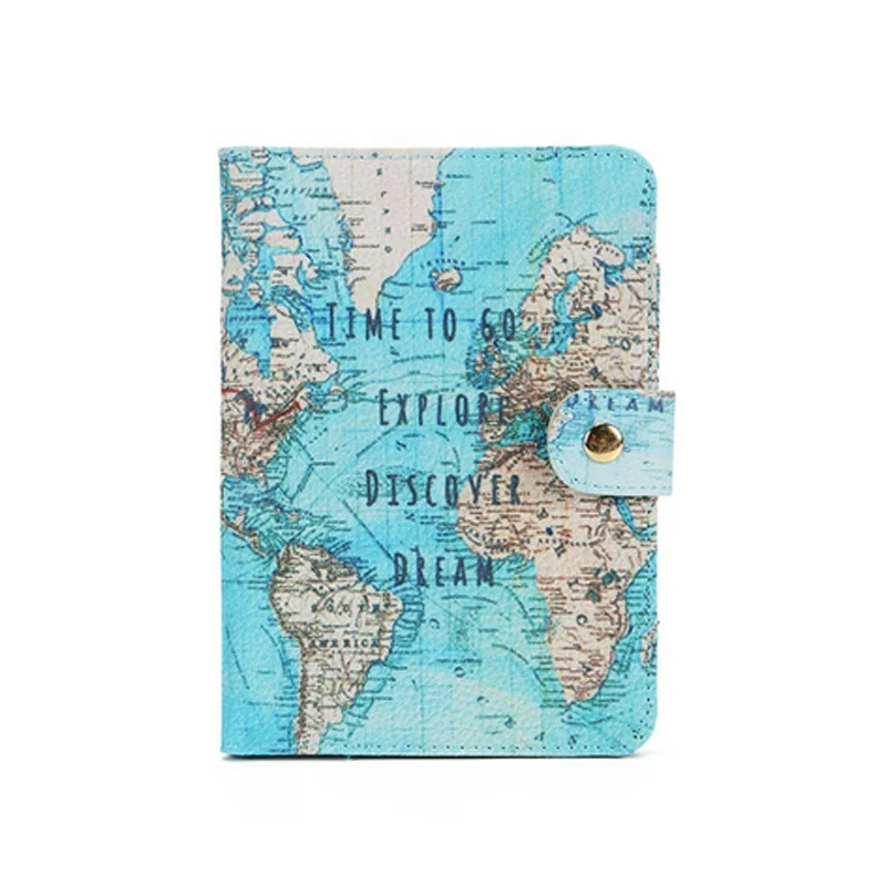 Cute Women Printed Passport Covers Travel Accessories Flamingo Map Men Female Passport Holder Cartoon PU Leather Credit Card Bag