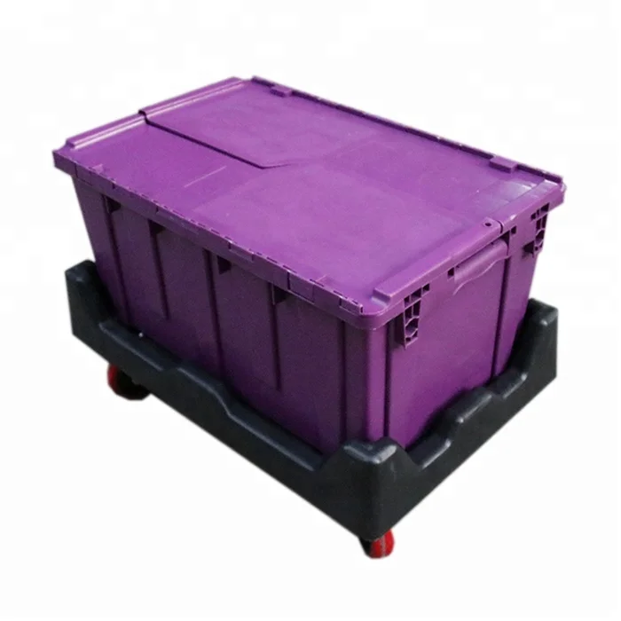 Соедините сверхмощный Штабелируемый контейнер гнездовой ящик промышленный пластиковый для хранения подвижный и бочка с тележкой
