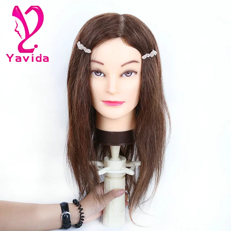 Lightweight Cosmetology 100% human hair training doll head training head for barber