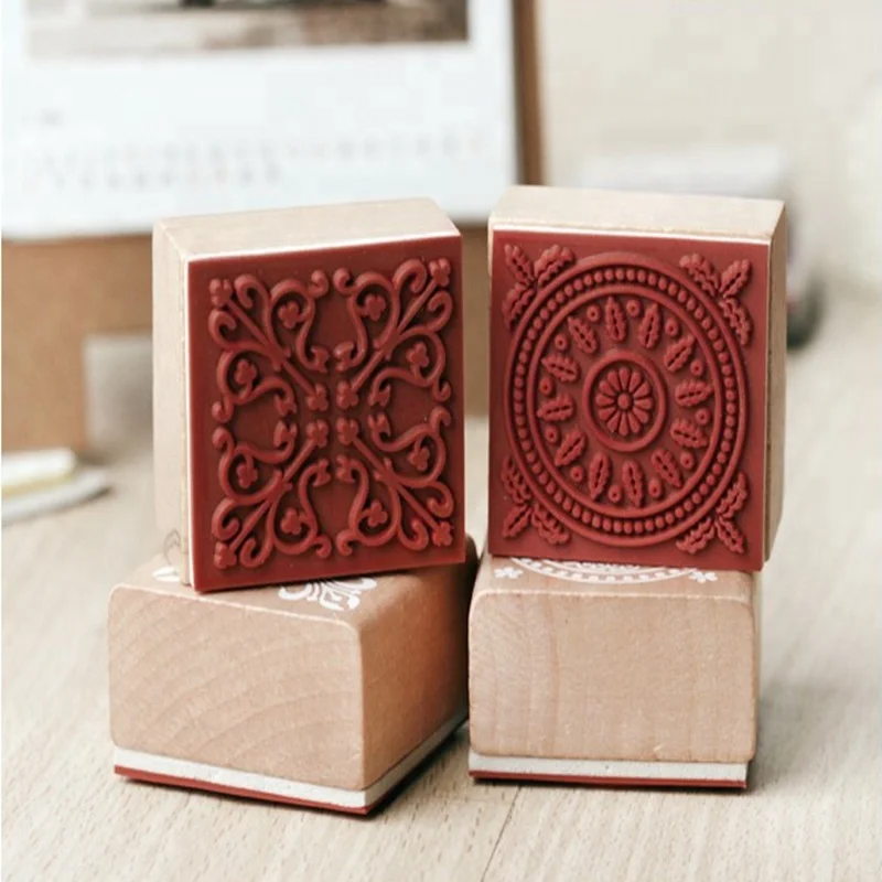 Vintage Pattern Wooden Rubber Stamp