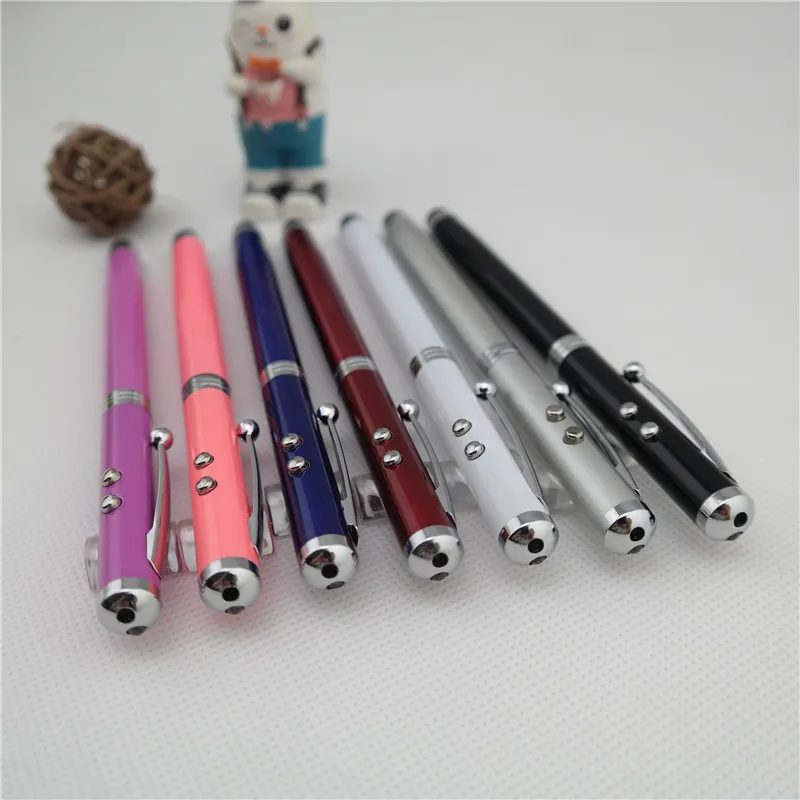 Multi functional 4 in1 red Laser pointer pen, led light pen with stylus tip