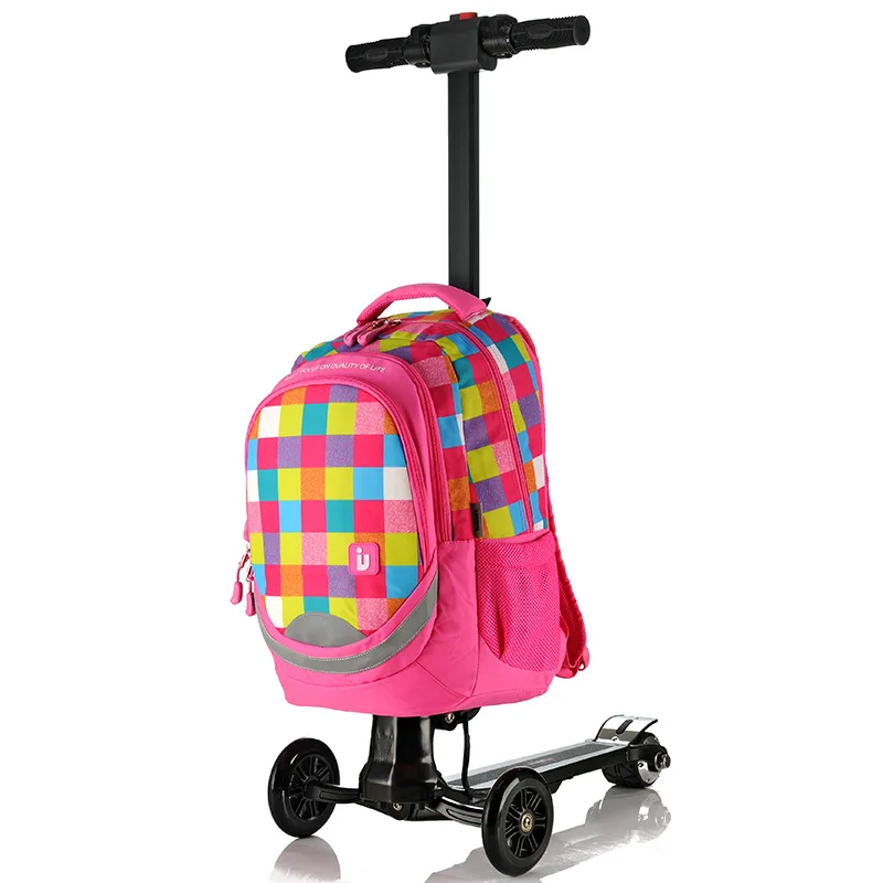 backpack on scooter Smart travel Backpack with wheels Detachable skateboard