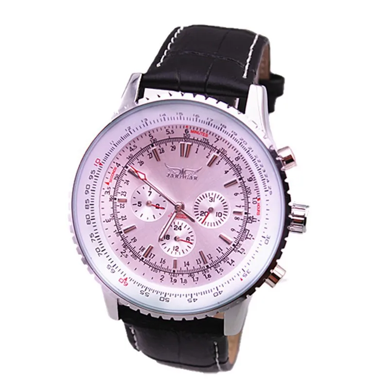 Jaragar Brand Original Luxury Watch Men Business Genuine Leather Week Month Mechanical Clock Automatic Men Wrist Watch