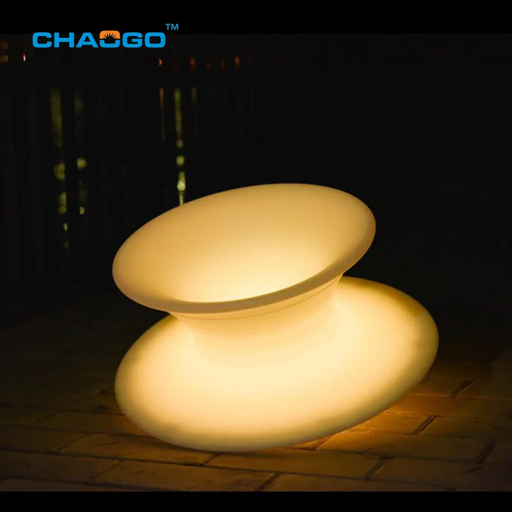 Remote 16 colors changing  plastic outdoor garden party Led gyroscope chair illuminated modern design adult spinning top chair