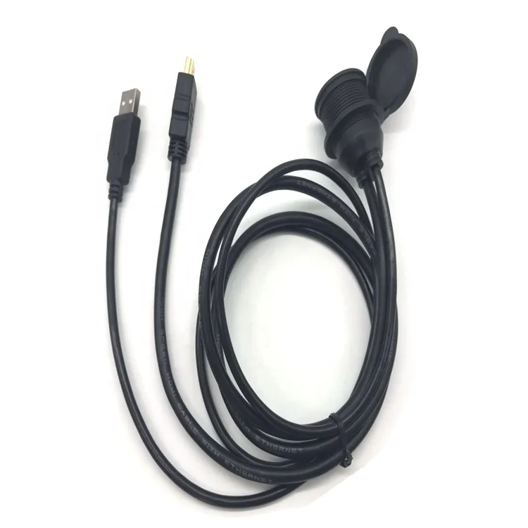 waterproof Car Boat Lead Mounting Dash Flush Mount panel USB 2.0 3.0 A  Male to Female audio video Extension Cable