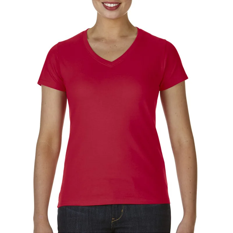 
Wholesale Clothing Custom T-shirt Printing Design Black V Neck T Shirt Women 