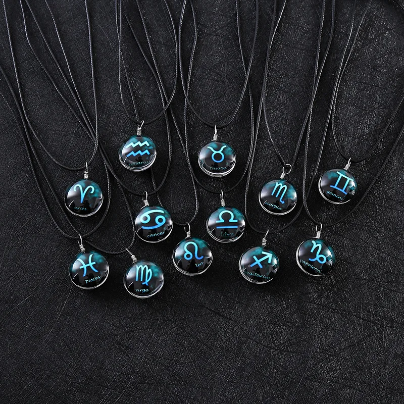 Fashion glow in the dark zodiac necklace pendants for women wholesale N8000126
