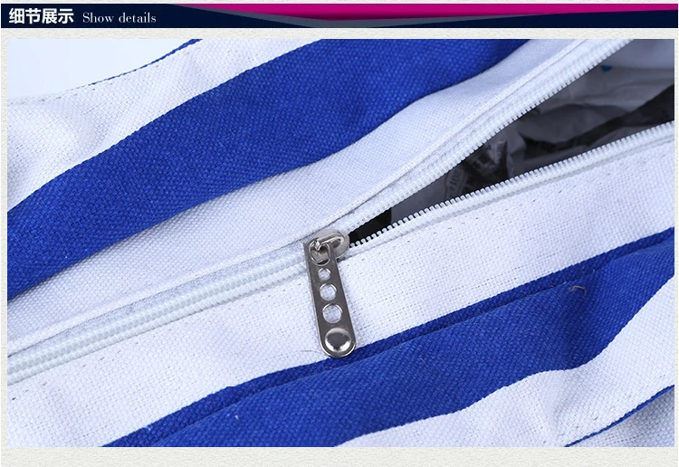 Хлопковая парусиновая пляжная сумка в полоску с ремнями многоцветная Повседневная Сумка-тоут богемном стиле легко носить собой из полиэстера унисекс на молнии