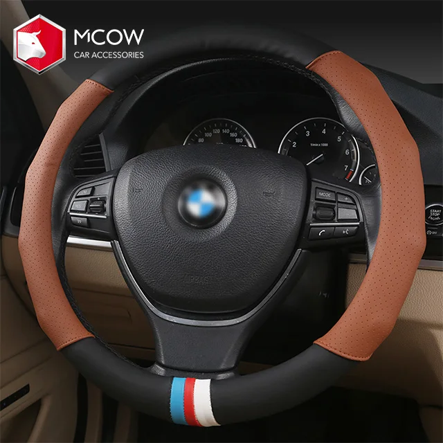 
New Arrival 7 Design Car Accessory Fashion Durable Leather Steering Wheel Cover 