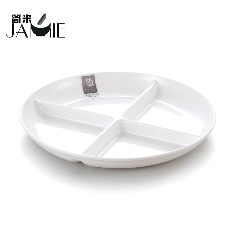 4 compartments divided dinner plastic dip plates, 4 compartments divided dinner service plates tray
