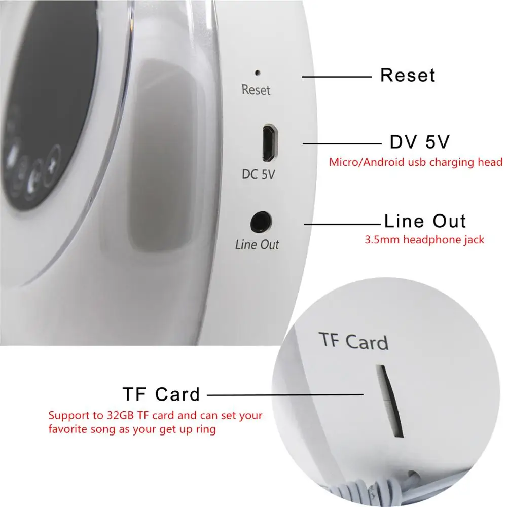 CE rohs led lamp children clock bedroom bed light wake-up light alarm clock with sunrise simulation