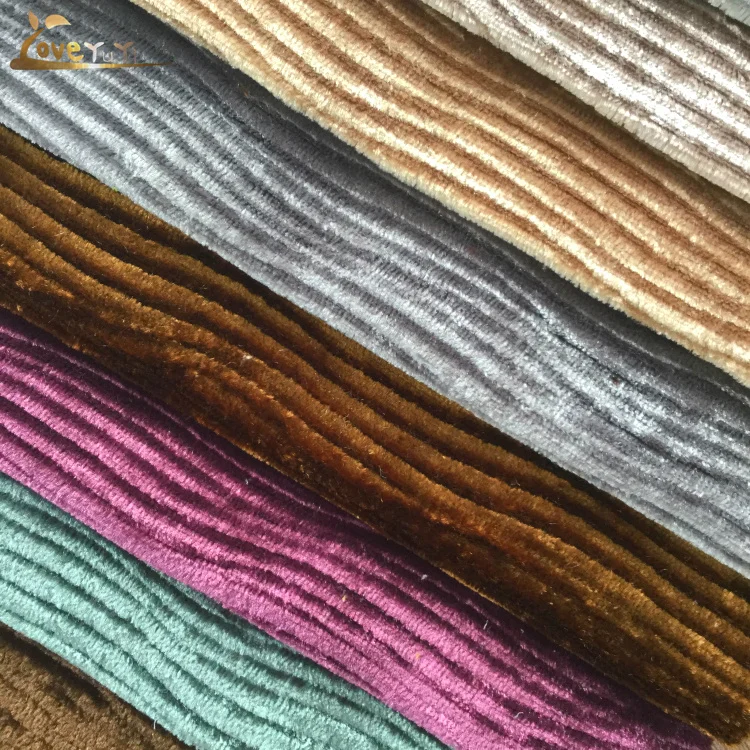 China knitting silk velvet manufacture 100% polyester Velvet fabric for furniture with wave design emboss