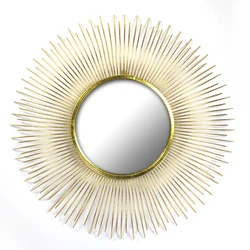 Rainhou18004 31 inch Round shape luxury home decor gold wall bathroom mirror aluminum framed mirror