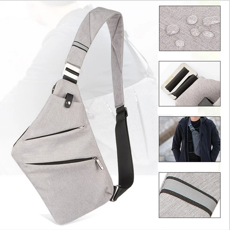 
Nylon Fabric 2 Front Pockets Antitheft Messenger Crossbody Bags for Men Boy 2019 Purses Single Shoulder Chest Bag 