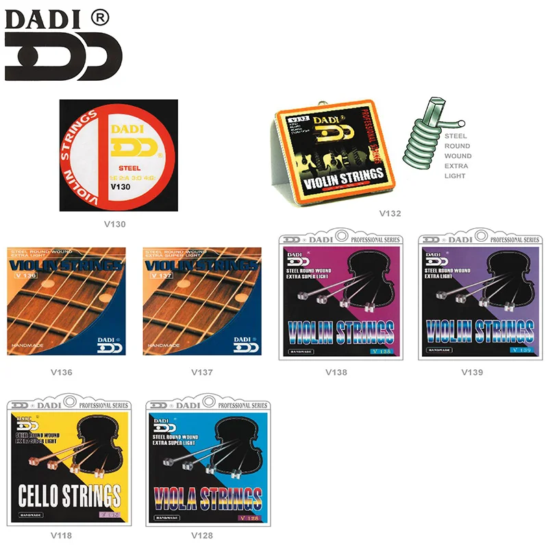Dadi professional music 4 strings steel round wound violin cello strings
