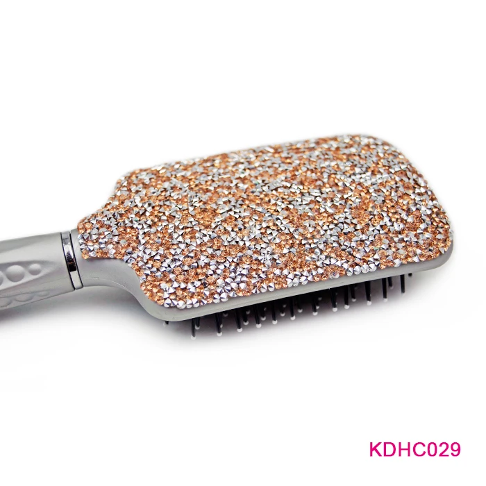 Fashion Luxury Crystal Bead Cheap And Durable Bulk Silver Paddle Brushes Hairdressing Hiar Combs