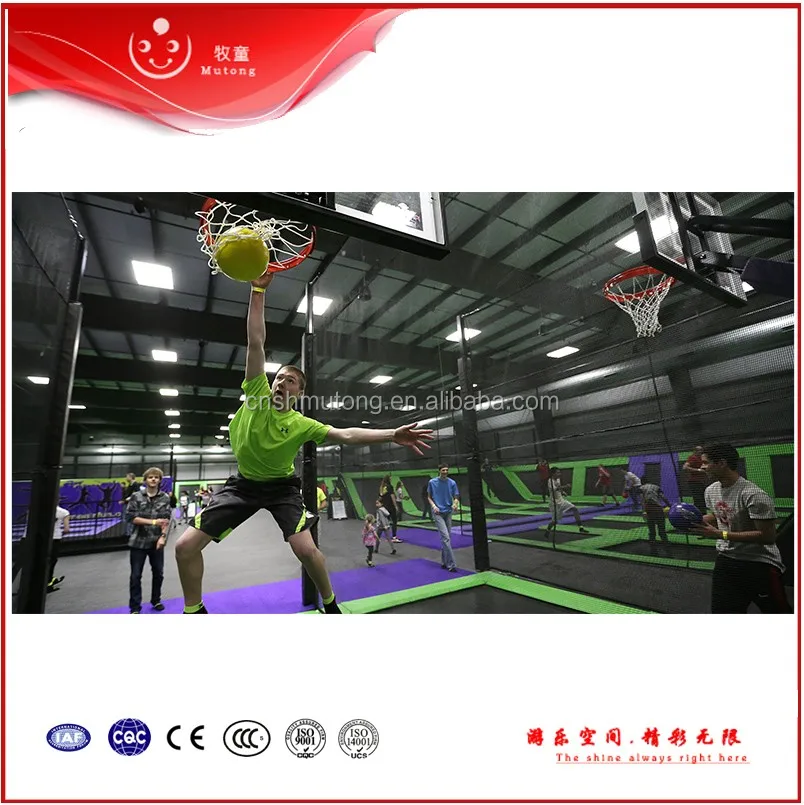 Large Indoor Trampoline with Basketball Hoop, Ball Pool, Foam Pit, Dodgeball Arena