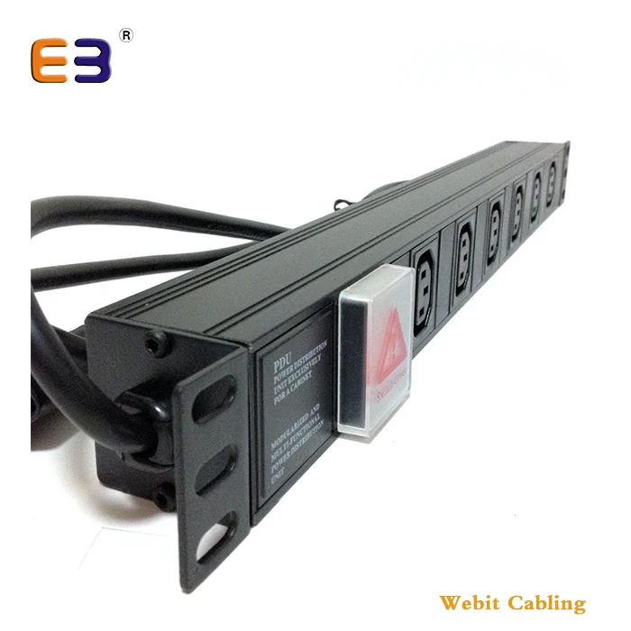 IEC C13 1U 19' 6 Way Rackmount Power Distribution Unit Network Cabinet C13 PDU