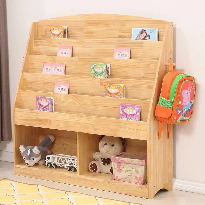 Wholesale Modern Simple Movable Children Kindergarten Bookcase Bookshelf